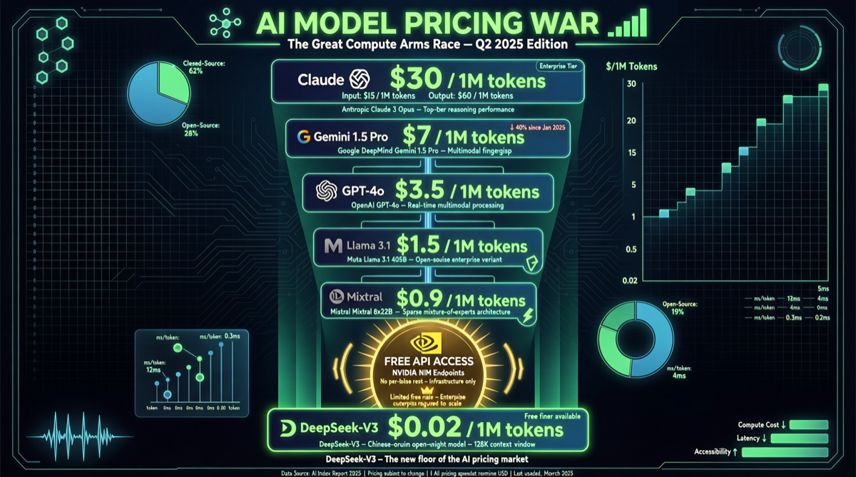 AI Model Cost War: DeepSeek V4 at 1/20th of Opus 4.7 Price, NVIDIA Free Chinese Model APIs via NIM