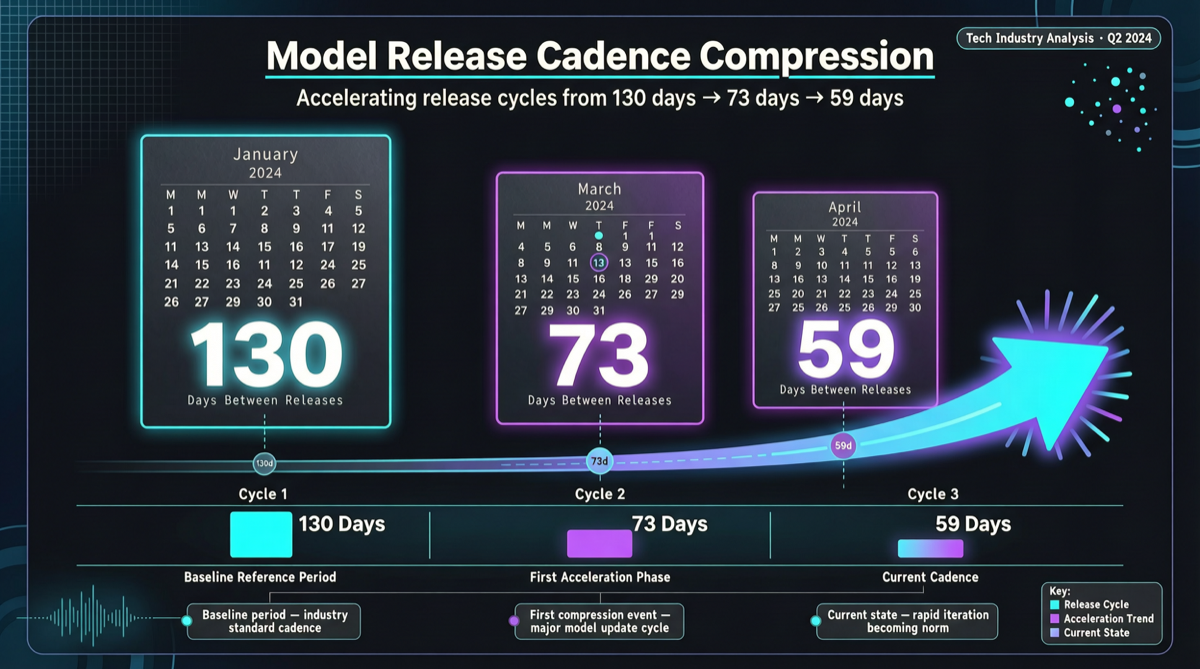 Anthropic Release Cadence Compresses to 59 Days: Claude Goes from 130 to 59 Days, Model Iteration Enters "Quarterly Mandatory Upgrade" Era