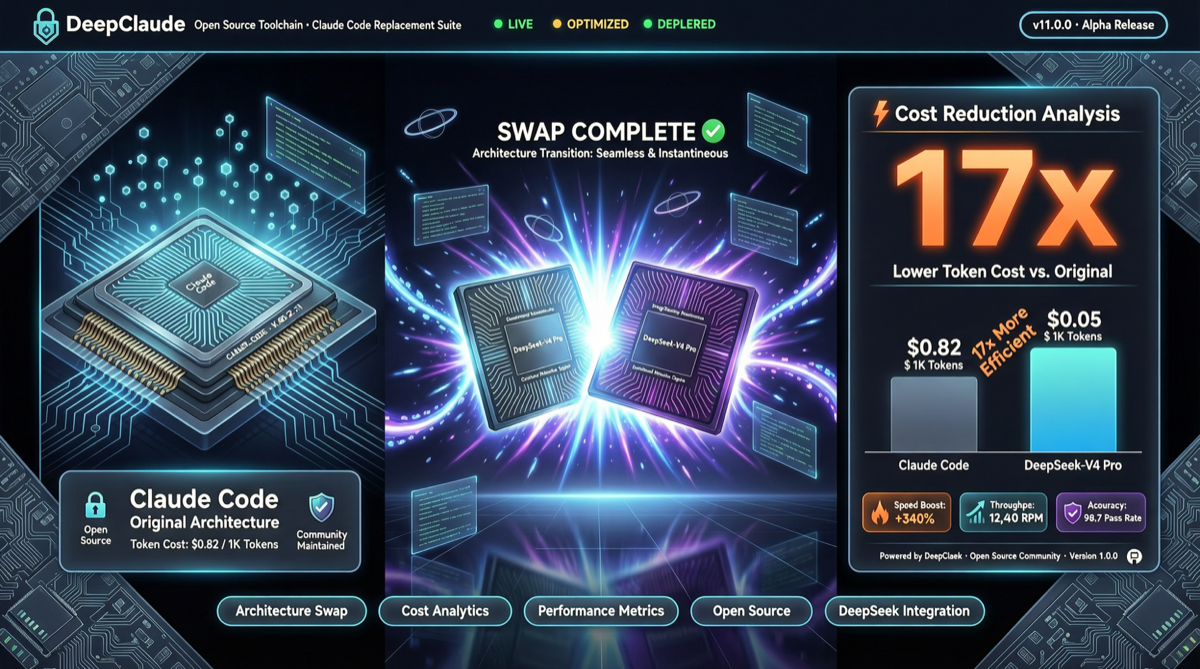 Intel | DeepClaude Open-Source Tool: Claude Code Swapped to DeepSeek V4 Pro Backend, Costs Plummet 17x