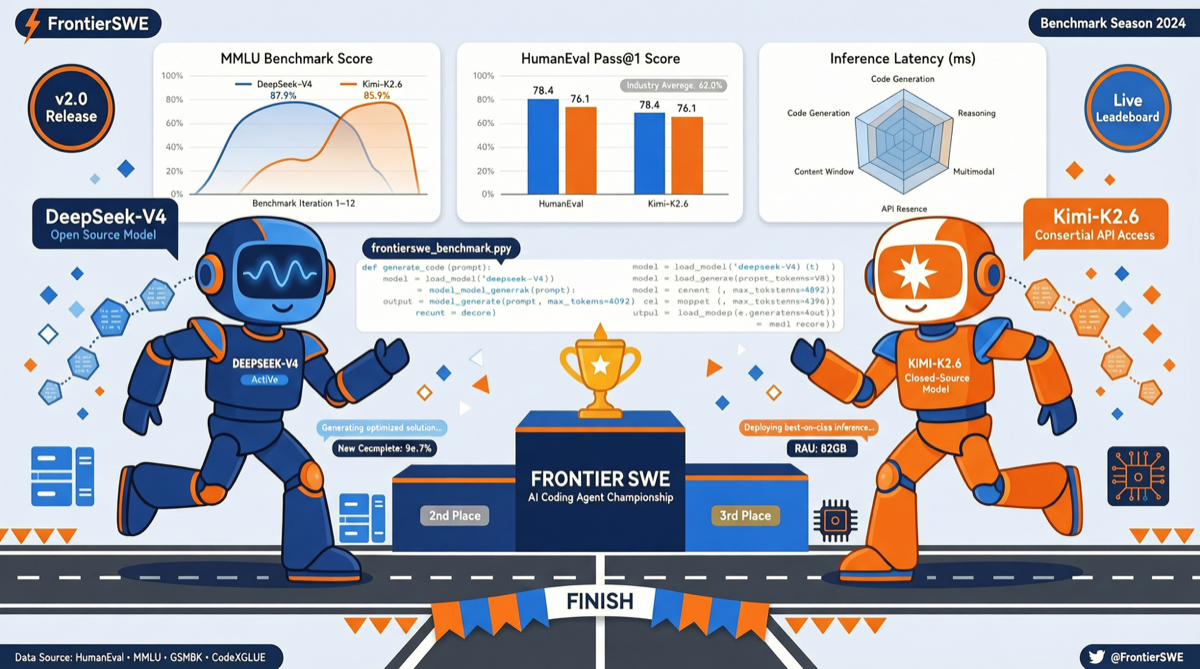 FrontierSWE Benchmark: DeepSeek V4 Pro Tops Open Source, Kimi K2.6 Follows Closely