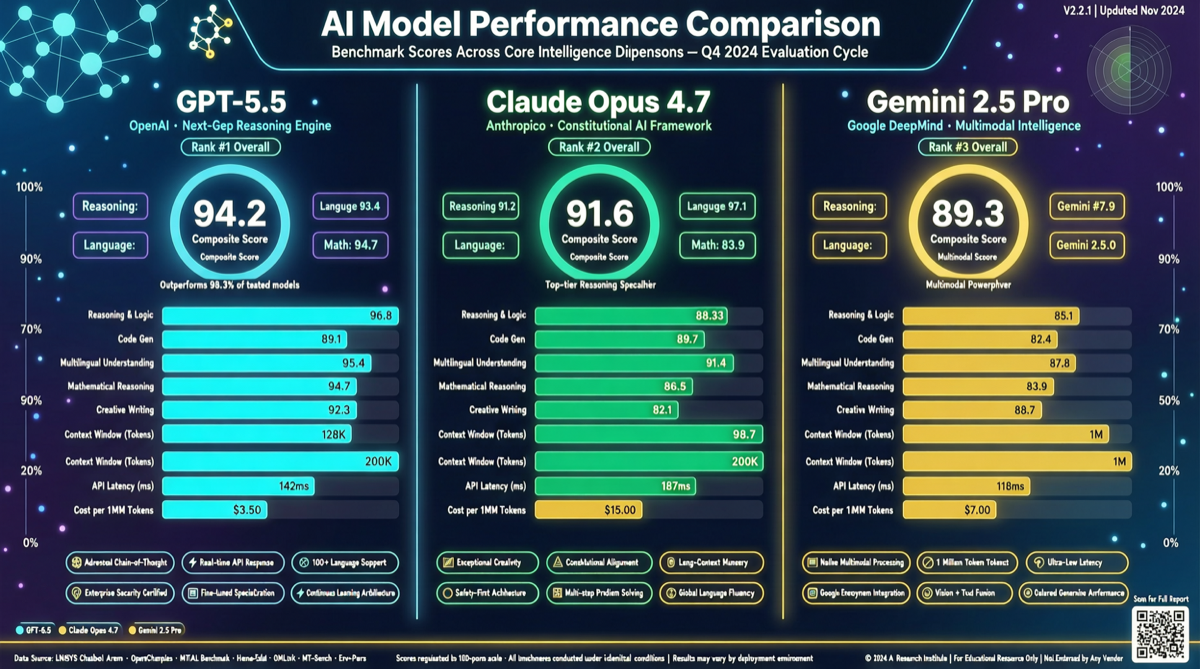 GPT-5.5 vs Claude Opus 4.7 vs Gemini 2.5 Pro: April 2026 Flagship Model Showdown