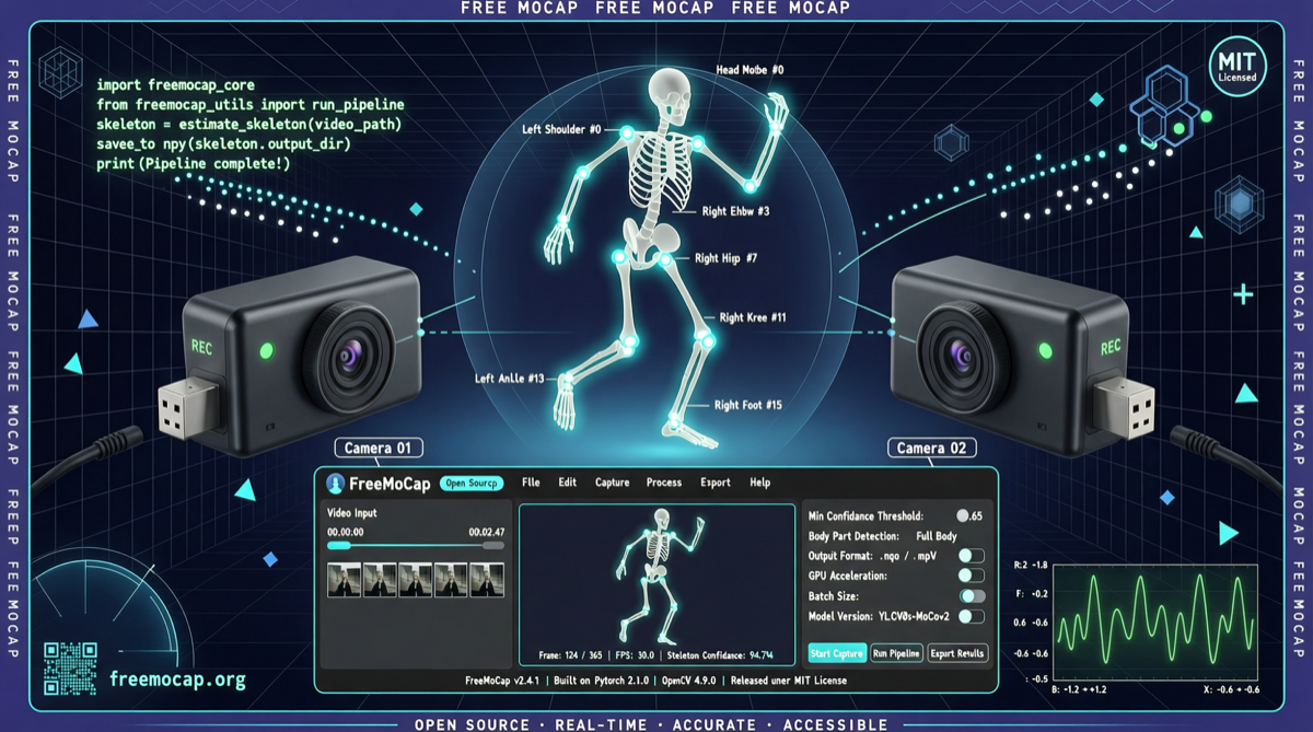 FreeMoCap: Professional-Grade 3D Motion Capture with Just USB Cameras