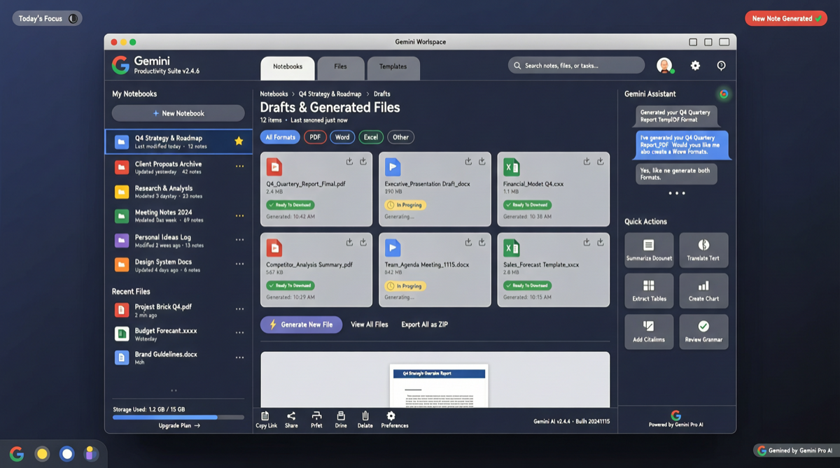Gemini Major Update: Notebooks Project Memory, File Generation (PDF/Word/Excel), Native Mac App — All in One Drop