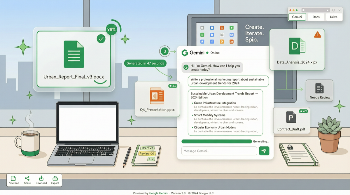 Google Gemini Chat Can Now Generate Docs/Sheets/Slides Directly — AI Office Leaps from "Assist" to "Execute"