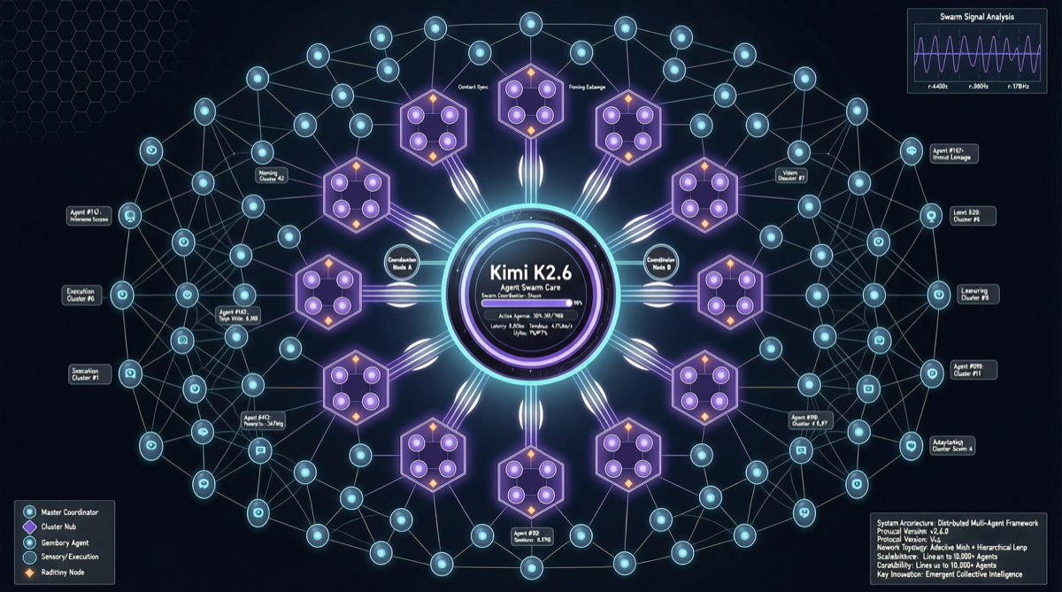 Kimi K2.6 Agent Swarm: 300 Parallel Sub-Agents, 4000 Steps — Moonshot AI Redefines Agent Scale