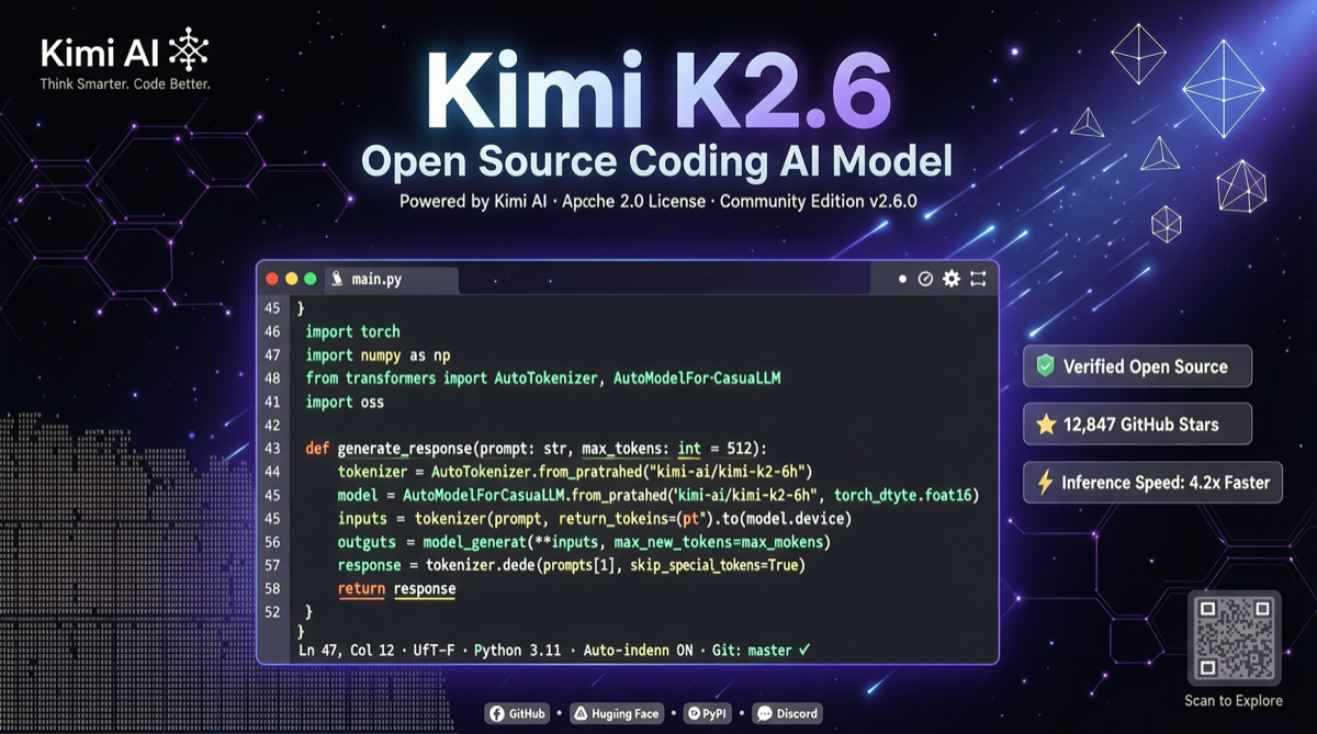 Moonshot AI Open-Sources Kimi K2.6: 13 Hours of Uninterrupted Coding, SWE-Bench Surpasses GPT-5.4