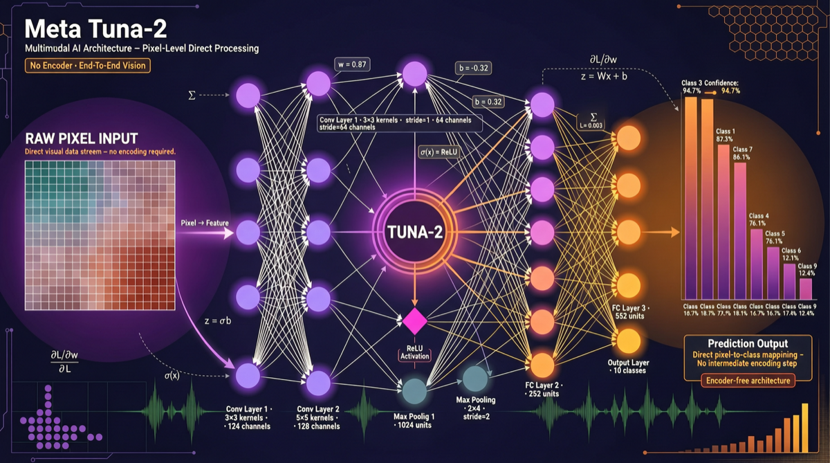 Meta Tuna-2 Open Source: Ditching Vision Encoders, Unifying Multimodal Understanding and Generation with Pixel Embeddings