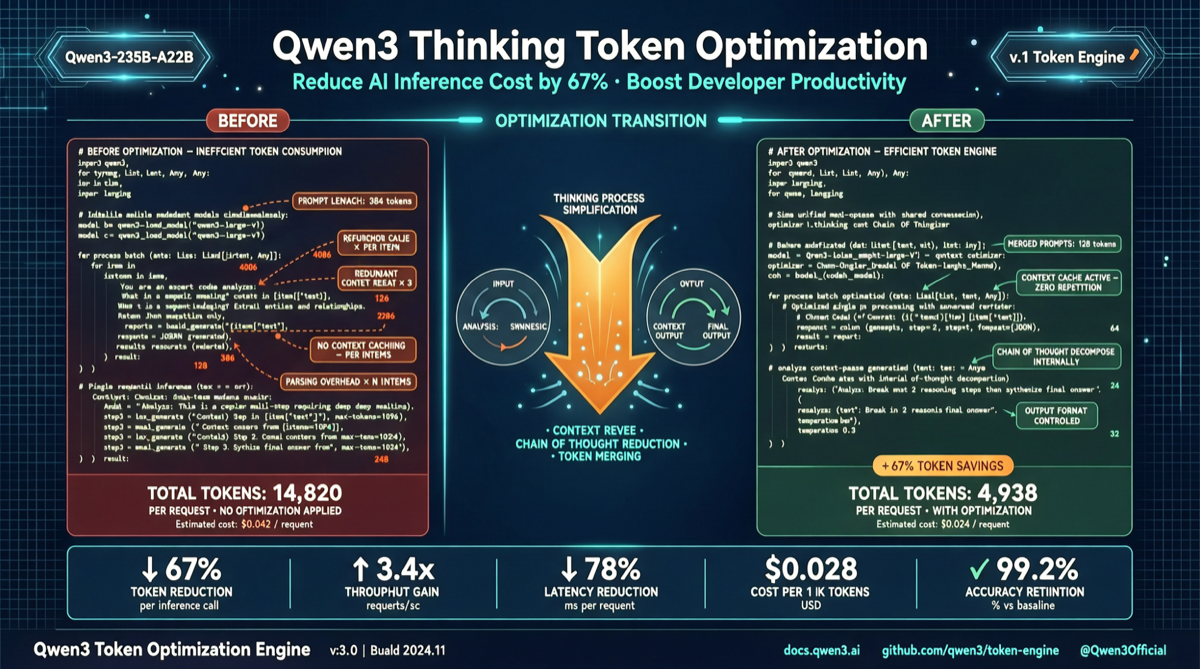 Qwen3 Thinking Token Optimization: Code Reduces Consumption by 22x Without Sacrificing Accuracy