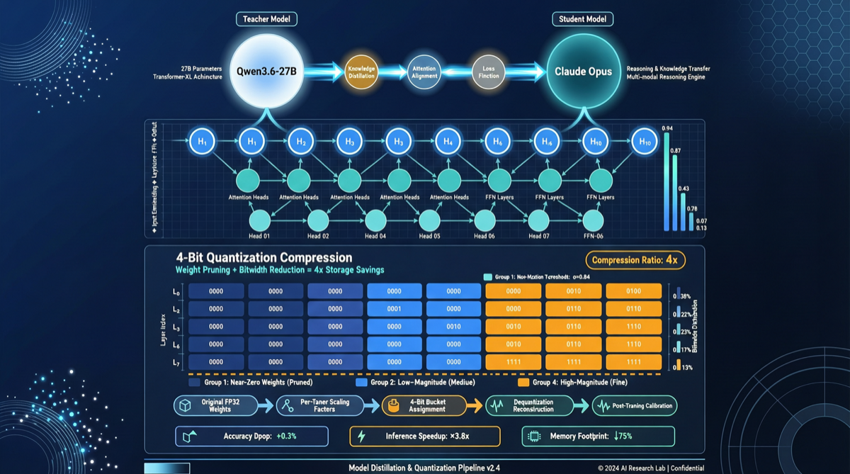 Qwen3.6-27B-Claude-Opus-Reasoning-Distill: 27B Parameters, 4-Bit Quantized, Packing Opus-Level Reasoning into Consumer GPUs
